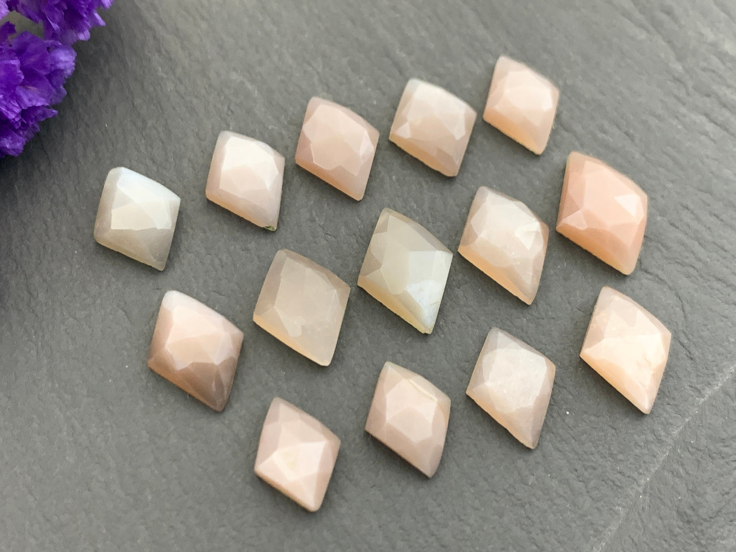 Faceted Moonstone rhombus cabochon