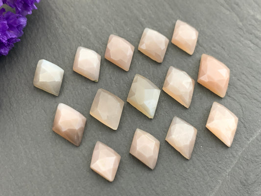 Faceted Moonstone rhombus cabochon