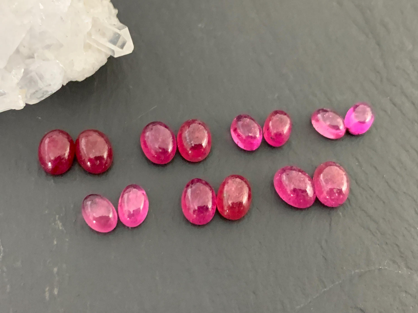 Thailand Pink Sapphire pair 6-7mm long cabochon