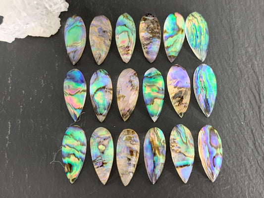 Faceted Abalone Crystal pear 8x20mm cabochon - Doublet cabochons