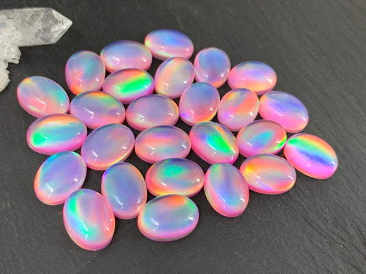 Aurora Opal oval 10x14mm cabochons - Doublet cabochons