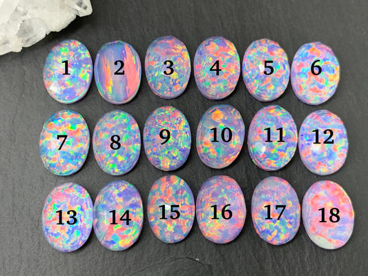 Faceted Aurora Opal oval 10x14mm cabochons - Doublet cabochons