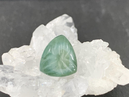 Carved Tourmaline 10x11x3mm cabochon