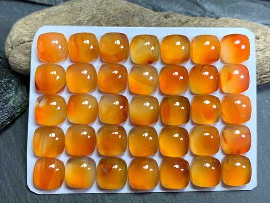Carnelian square cushion 10mm cabochon - Calibrated cabochons