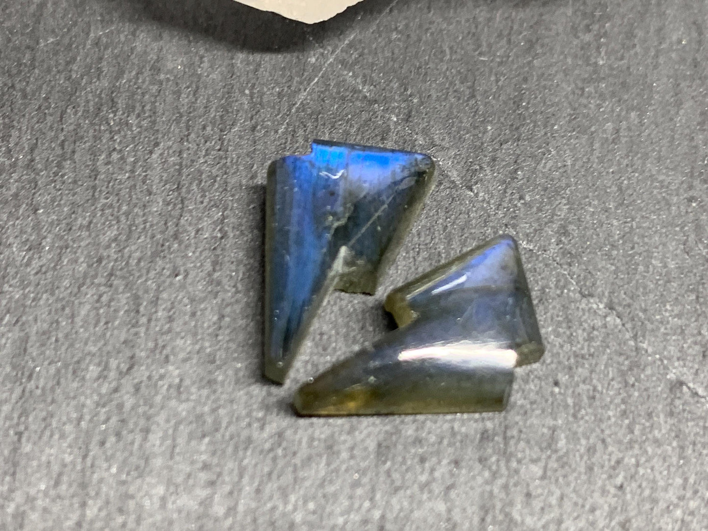 Labradorite lightning bolt pair 9x13mm cabochon