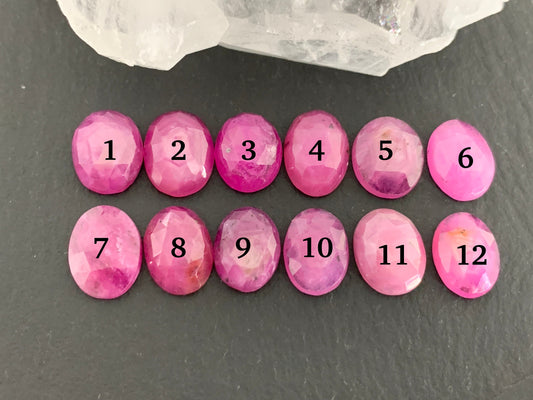 Faceted Pink Sapphire oval 10mm long cabochon