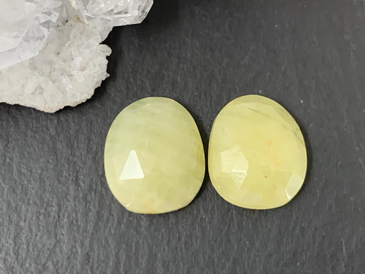 Faceted Yellow Sapphire pair 9x11x3mm cabochon
