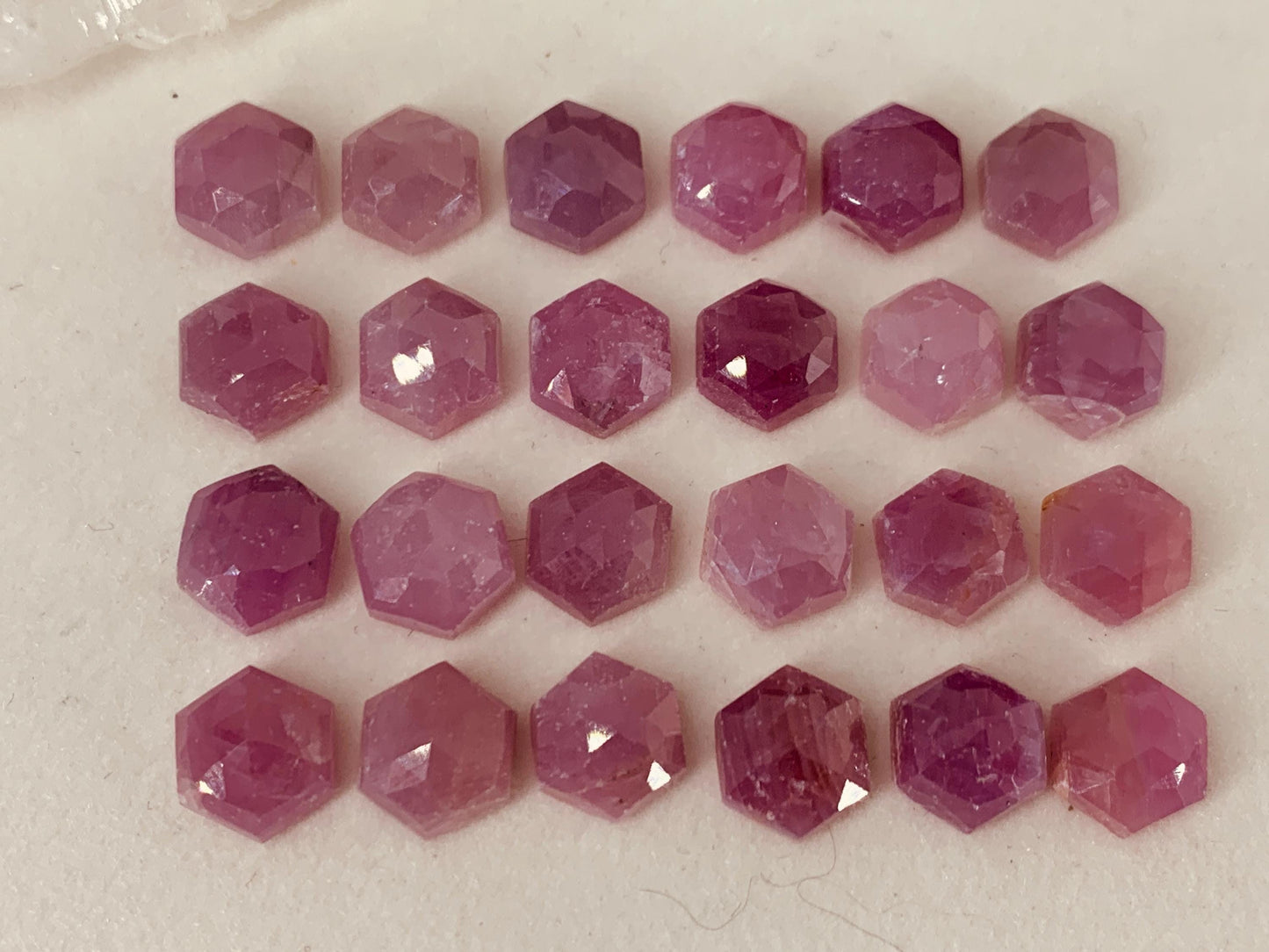 Discounted Faceted Pink Sapphire hexagon 8x9mm cabochon