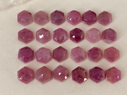 Discounted Faceted Pink Sapphire hexagon 8x9mm cabochon