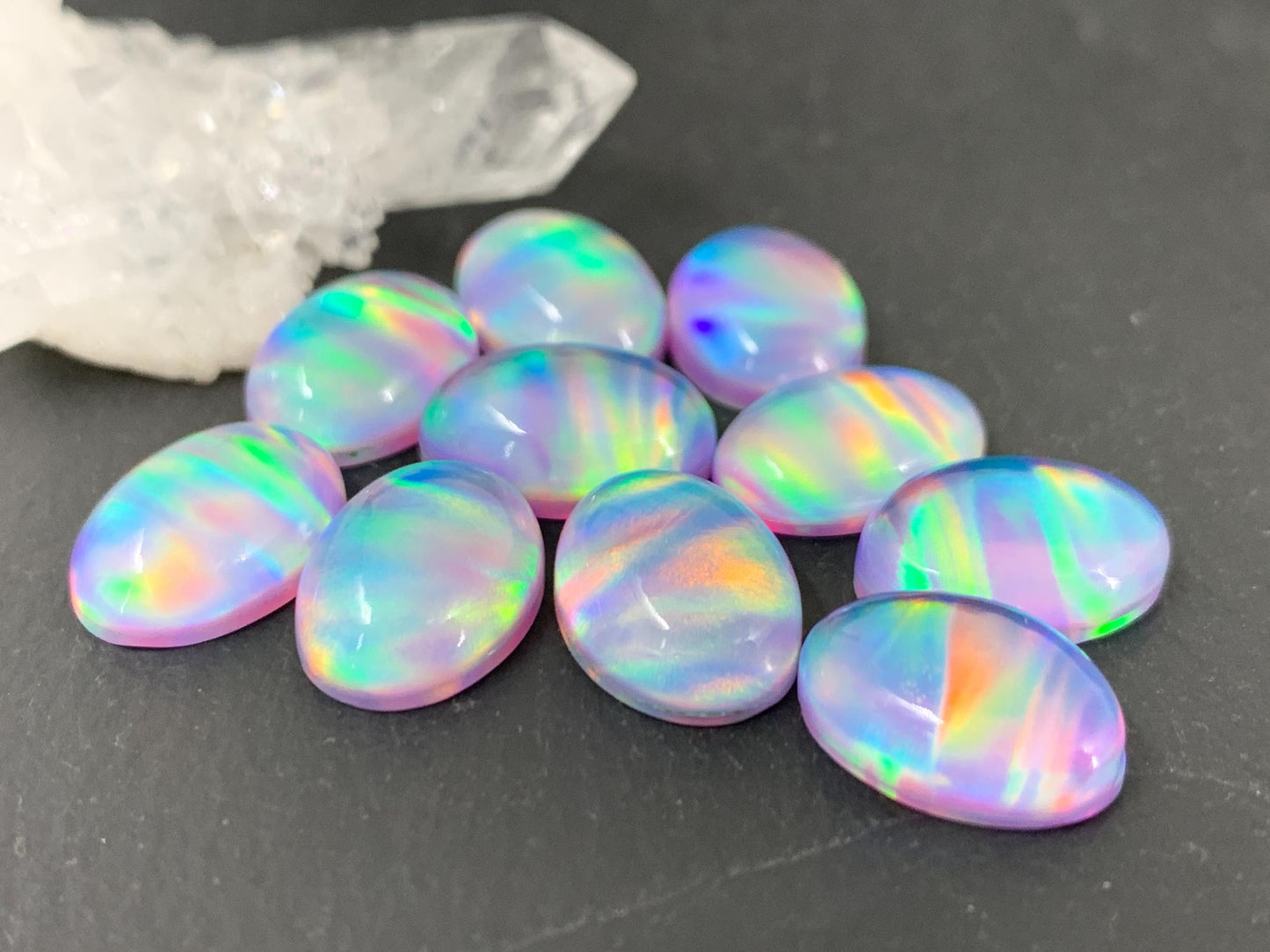 Aurora Opal oval 10x14mm cabochons - Doublet cabochons