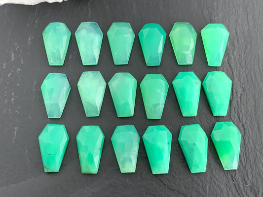 Faceted Chrysoprase Coffin 10x16mm cabochon, Select your cabochon