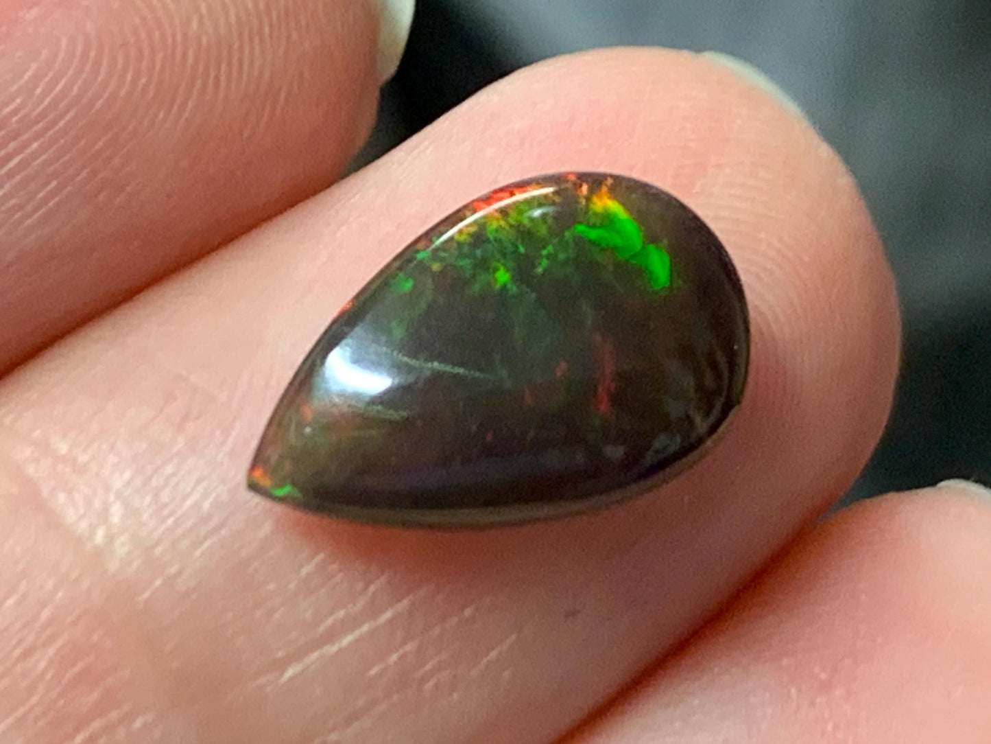 Natural Ethiopian Black Opal 8x13x4mm cabochon