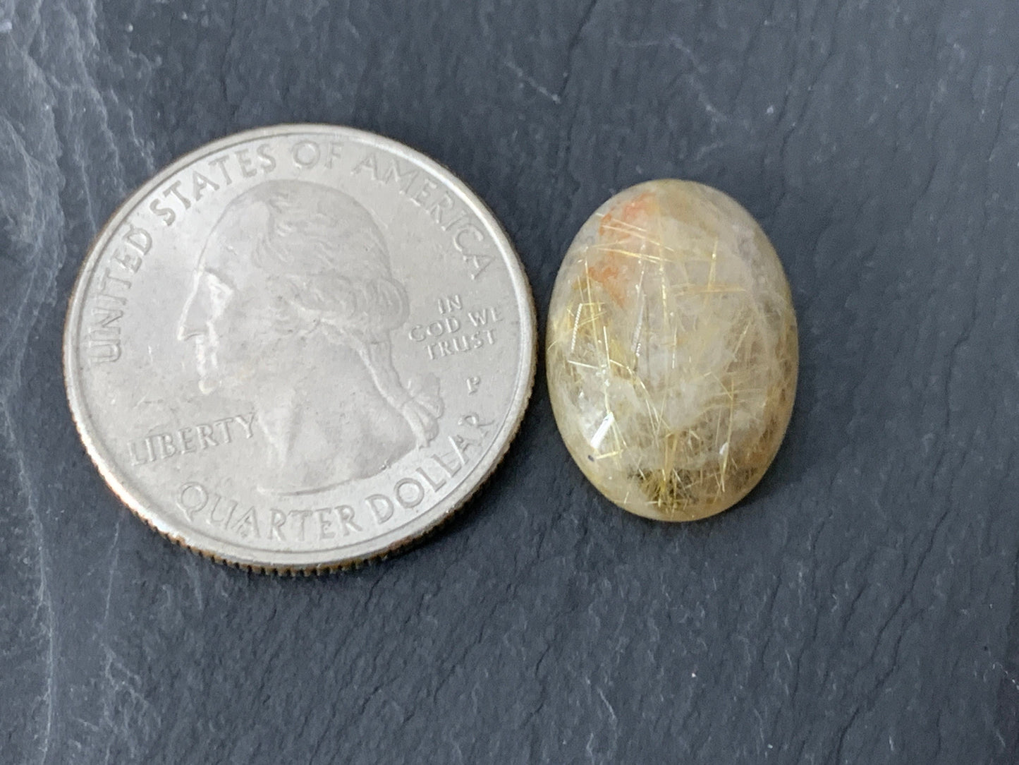 Gold Rutilated Quartz oval 13x18mm cabochon - Calibrated cabochons