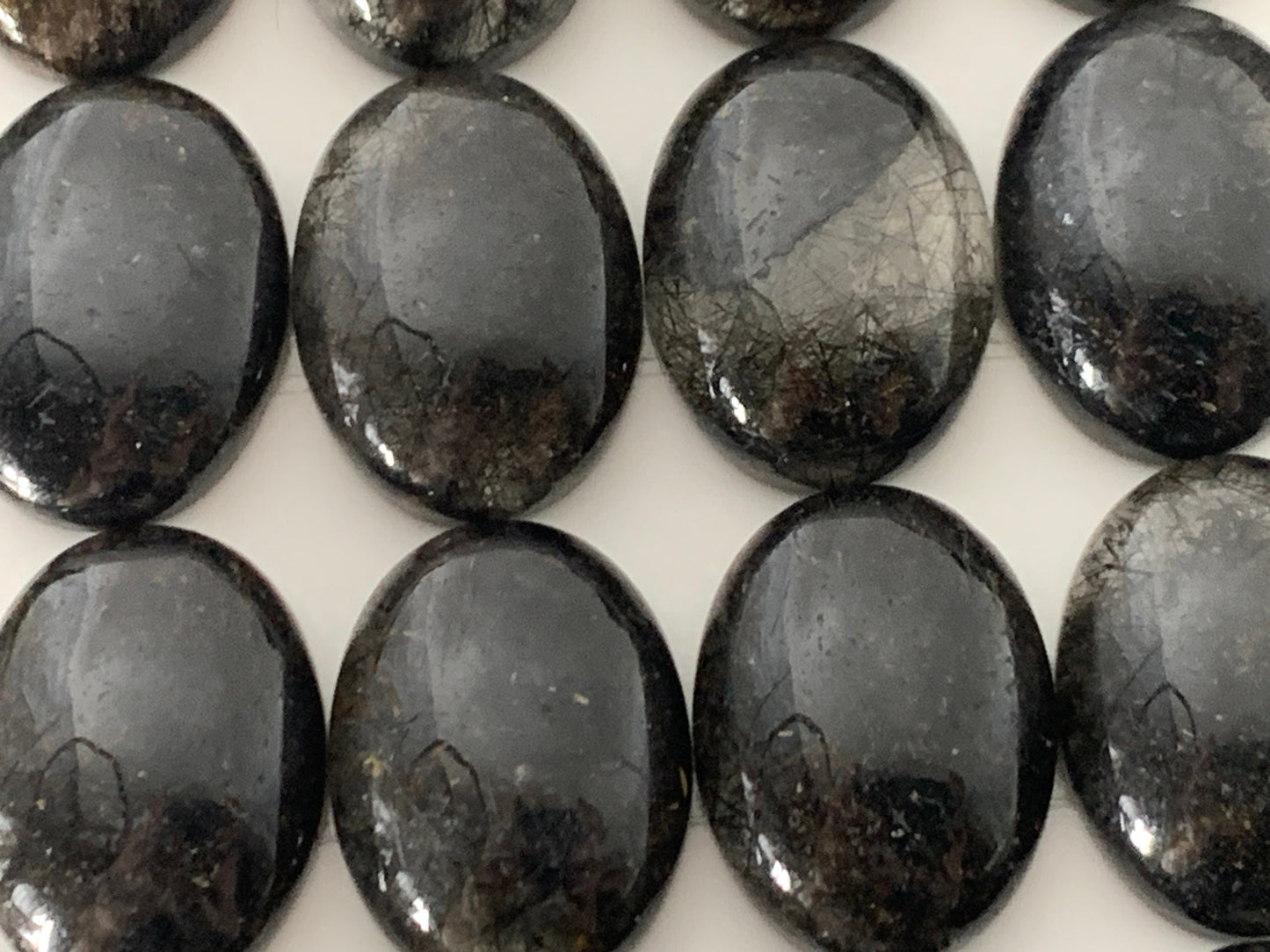 Black Rutilated Quartz oval 15x20mm cabochon - Calibrated cabochons