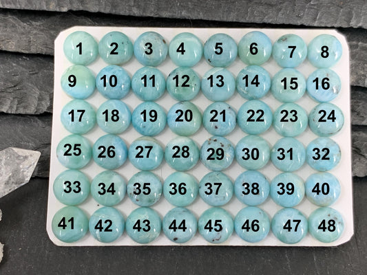 Larimar round 8mm cabochon - Calibrated cabochons