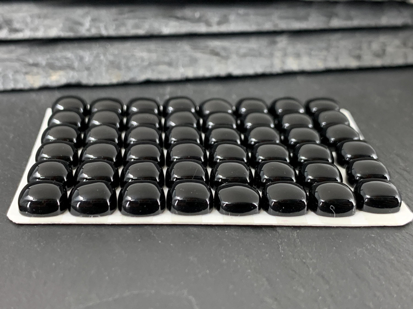 Black Agate Square Cushion 8mm Calibrated Cabochon - Natural Gemstone