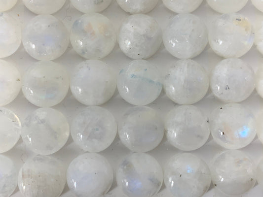 Rainbow Moonstone round 10mm cabochon - Calibrated cabochons