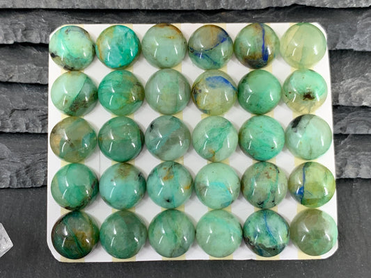 Chrysocolla Quartz round 12mm cabochon - Calibrated cabochons