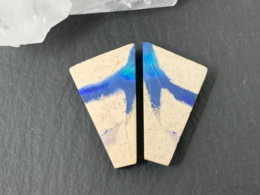 Australian Opal doublet 13x19x4mm pair of cabochons