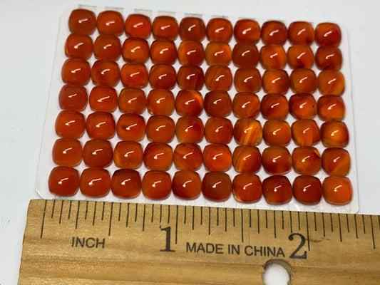 Carnelian square cushion 6mm cabochon - Calibrated cabochons
