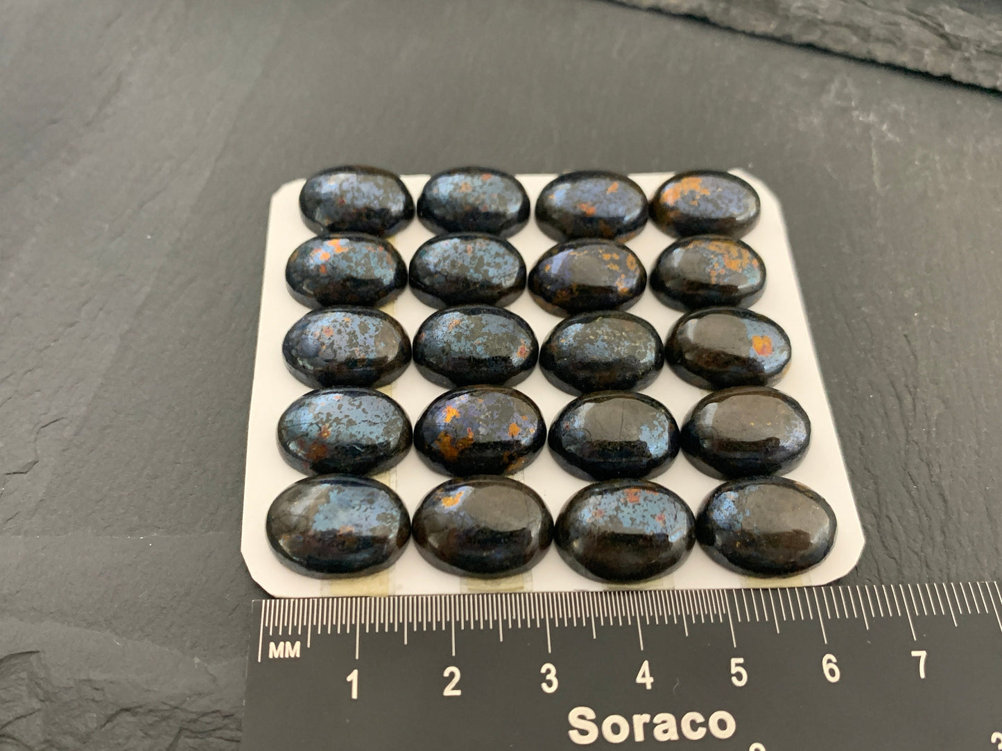Blue Chalcopyrite oval 12x16mm cabochon - Calibrated cabochons