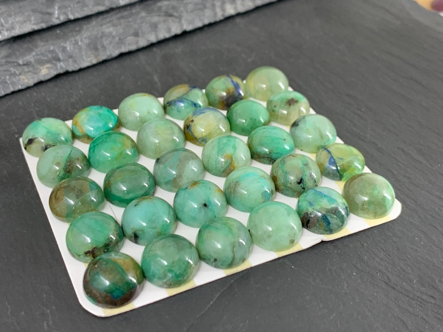 Chrysocolla Quartz round 12mm cabochon - Calibrated cabochons