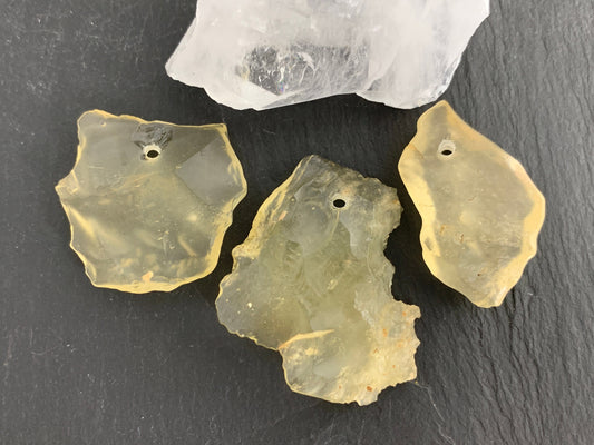 Drilled Libyan Desert Glass 31-41mm long