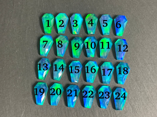 Faceted Aurora Opal coffin 10x16mm cabochon - Doublet cabochon