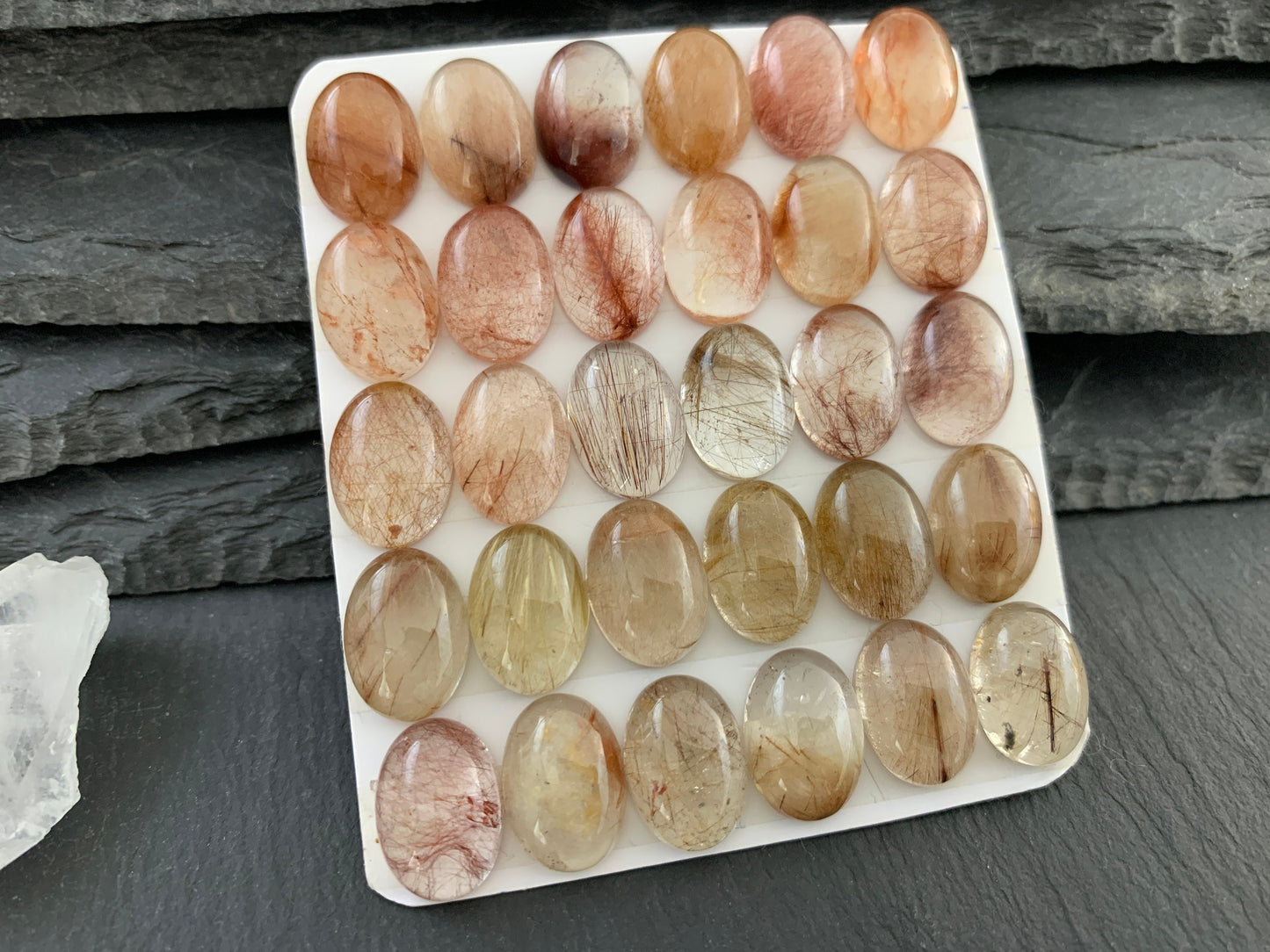 Rutilated Quartz oval 10x14mm cabochon - Calibrated cabochons