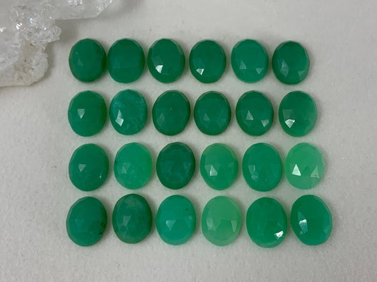 Faceted Chrysoprase oval 8x10mm cabochon