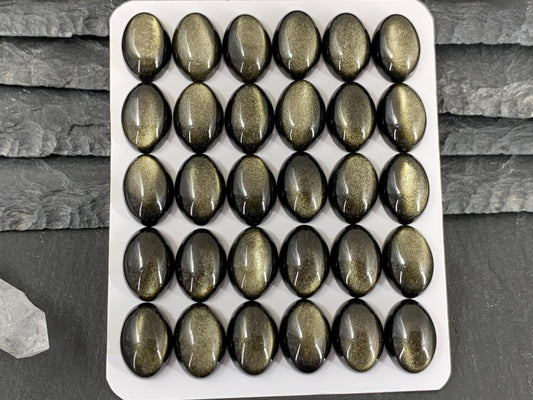 Gold Obsidian oval 10x14mm cabochon - Calibrated cabochons