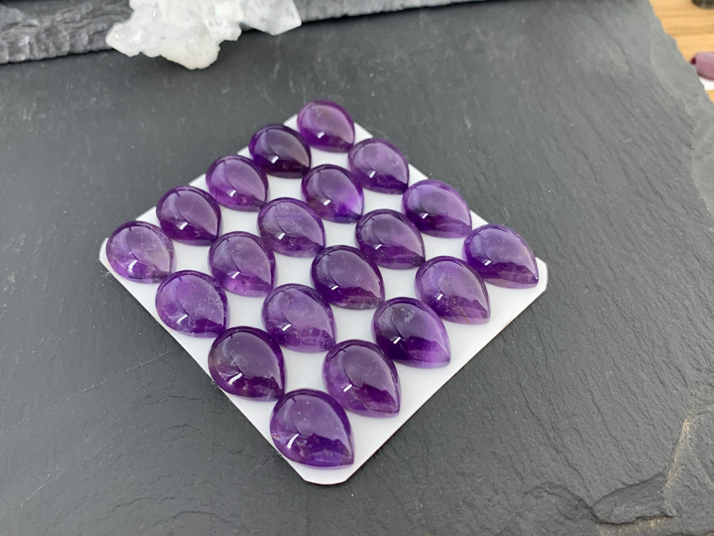 Amethyst pear 12x16mm cabochon - Calibrated cabochons