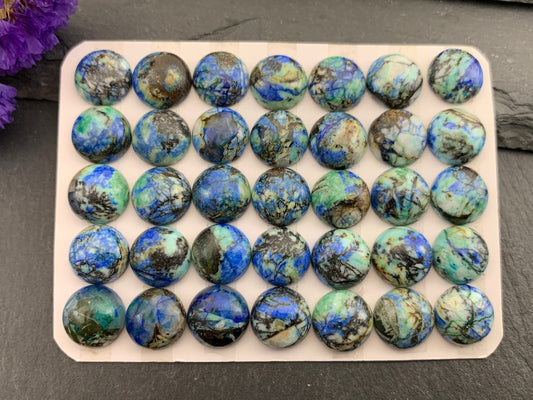 Azurite round 10mm cabochon - Calibrated cabochons