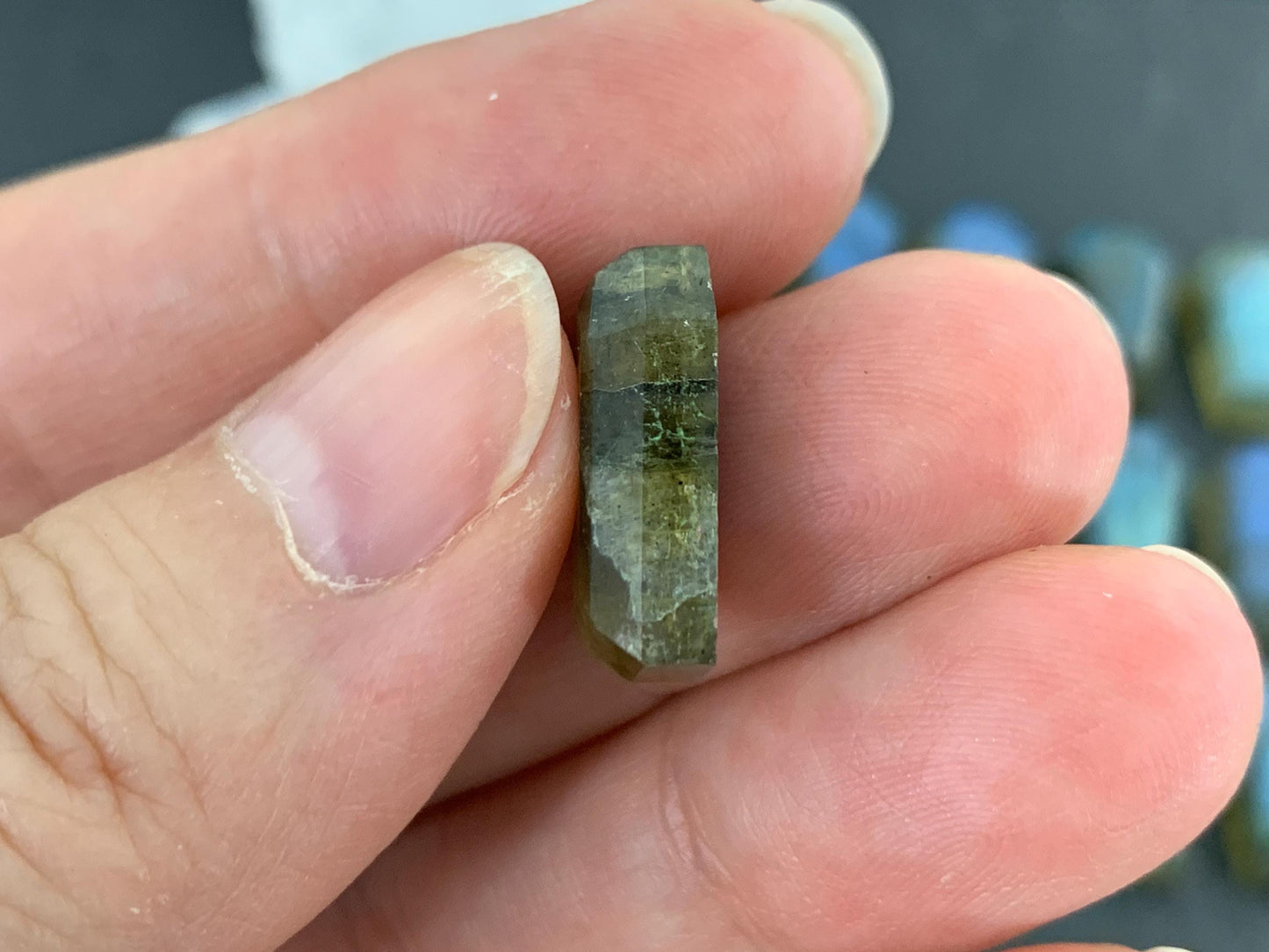 Natural Labradorite Coffin Cabochon: 10x16mm Gemstone