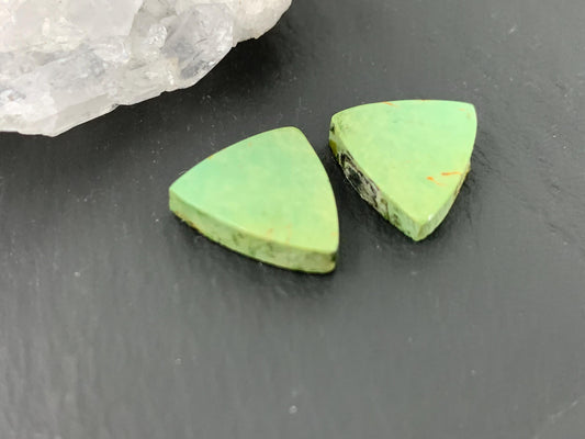 Tibetan Turquoise Pair 12x13mm Cabochon - Hand Cut Cabochon