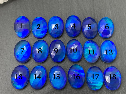 Faceted Aurora Opal oval 10x14mm cabochons - Doublet cabochons