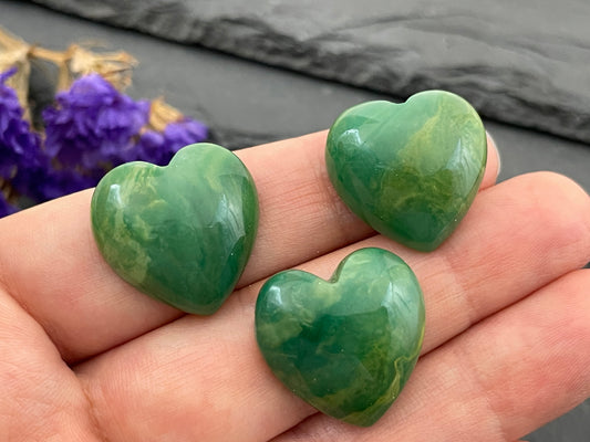 African Jade heart 20mm Cabochon - Calibrated Cabochons