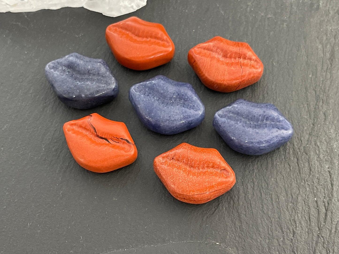 Red Jasper & Blue Aventurine Lips Cabochon - 20x14mm Carving