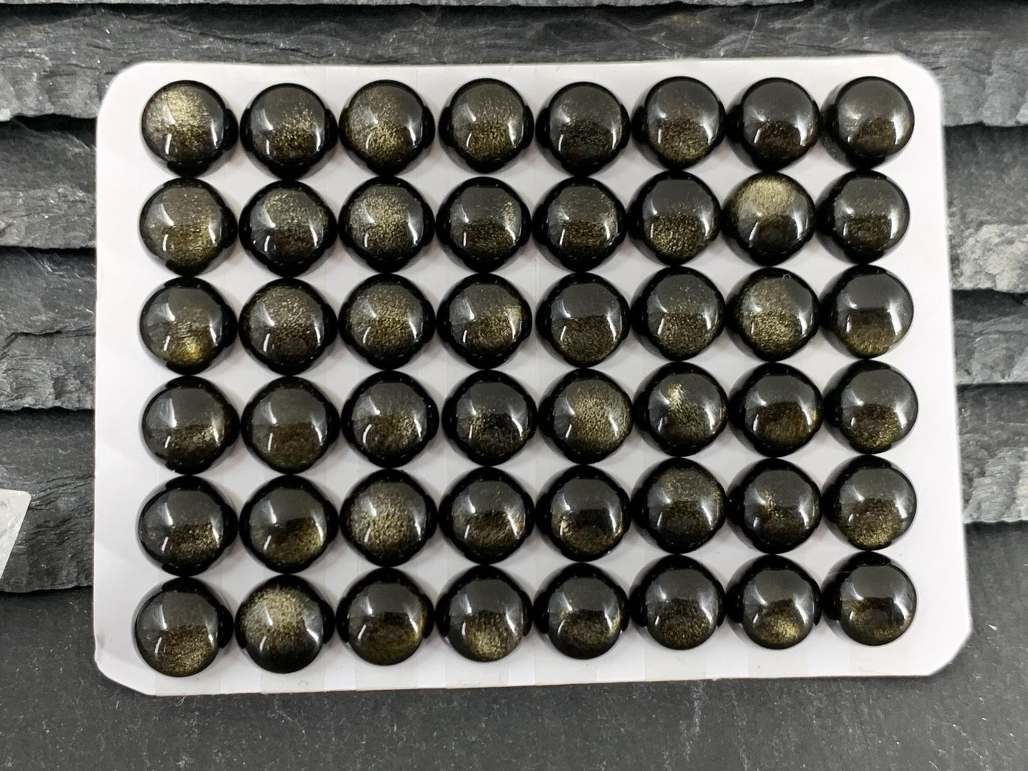 Gold Obsidian round 8mm cabochon - Calibrated cabochons AAA quality