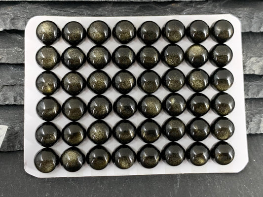 Gold Obsidian round 8mm cabochon - Calibrated cabochons AAA quality