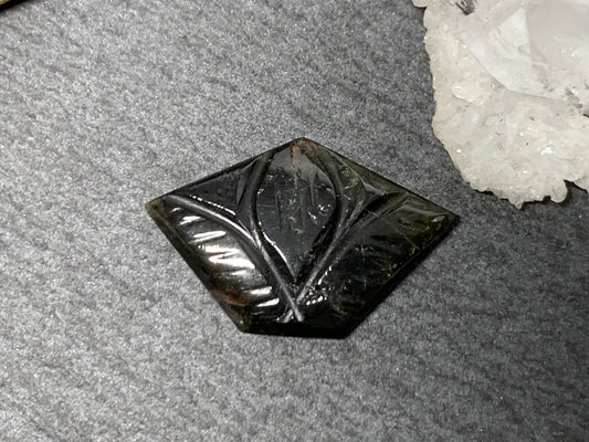 Carved Tourmaline 12x18x2mm cabochon
