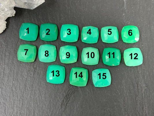 Faceted Chrysoprase square 10mm cabochon