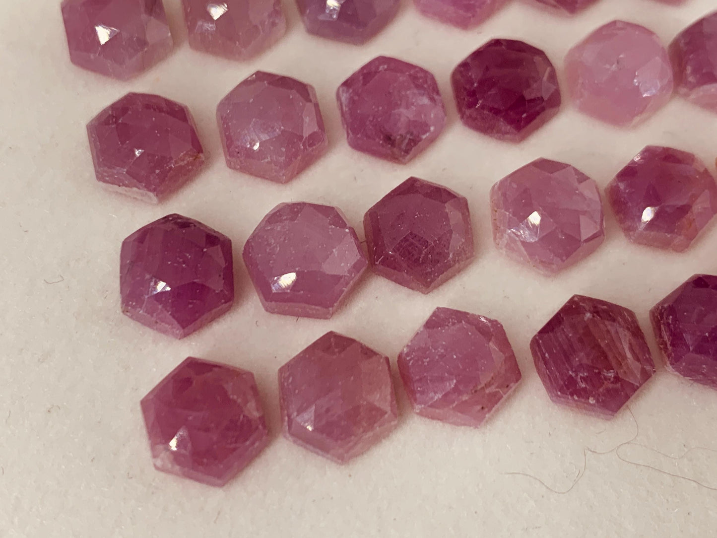 Discounted Faceted Pink Sapphire hexagon 8x9mm cabochon