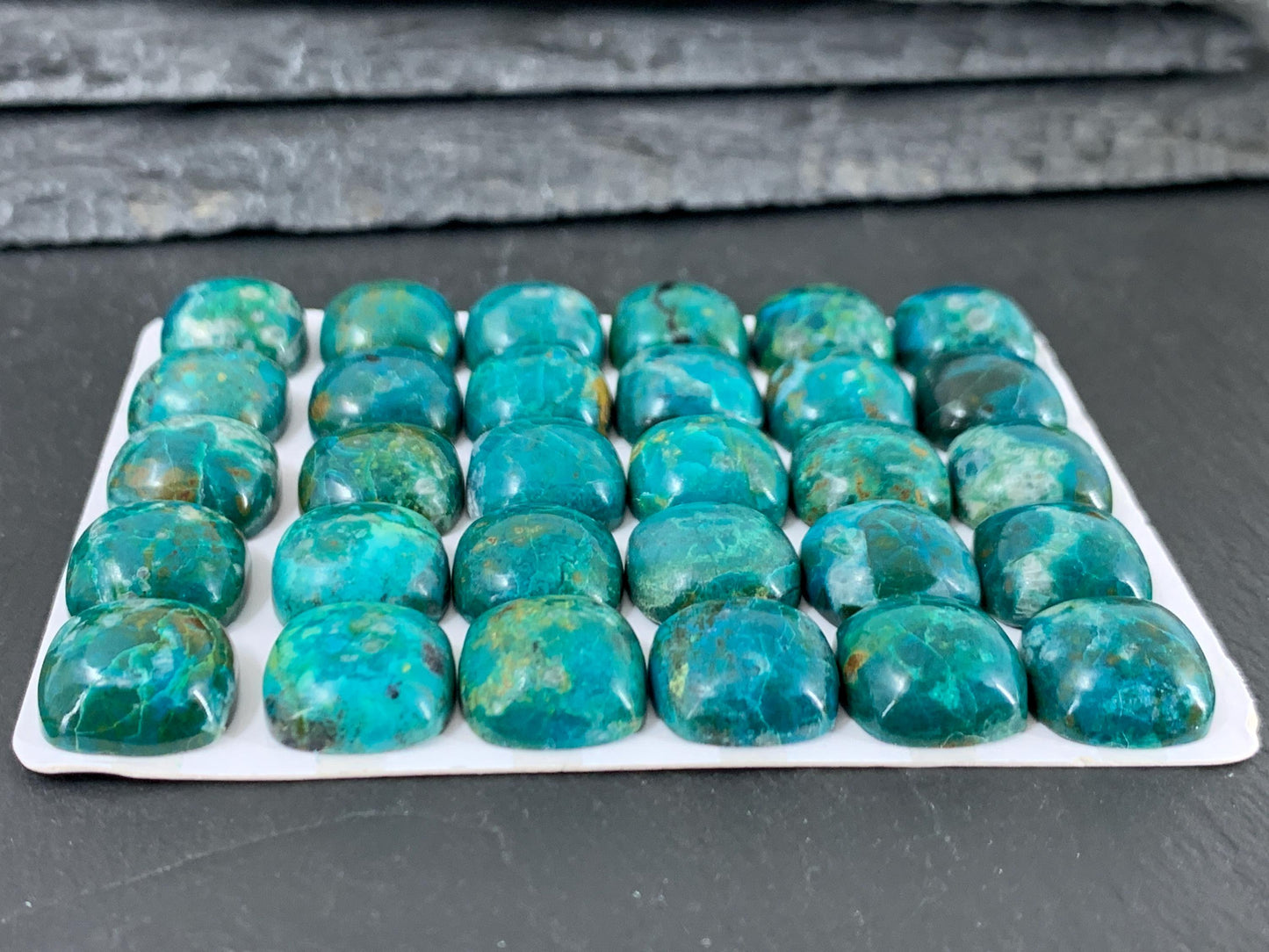 Chrysocolla square 12mm cabochon - Calibrated cabochons