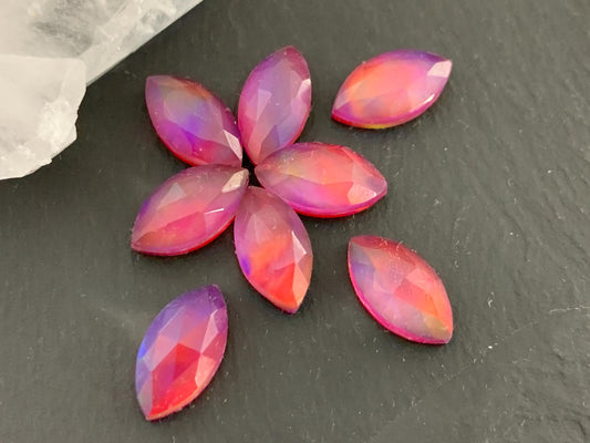 Faceted Aurora Opal marquise 8x16mm cabochon - Doublet cabochons