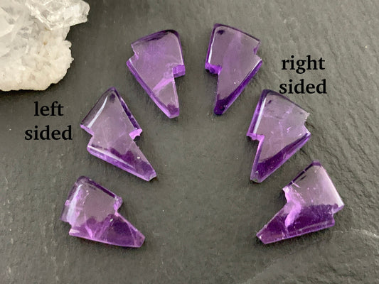 Amethyst lightning bolt 10x13mm cabochon - single cabochon