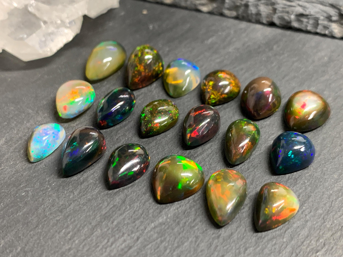 Natural Ethiopian Black Opal 11-14mm long cabochon/ Select your cabochon