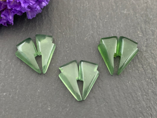 Serpentine lightning bolt pair 8x14mm cabochon