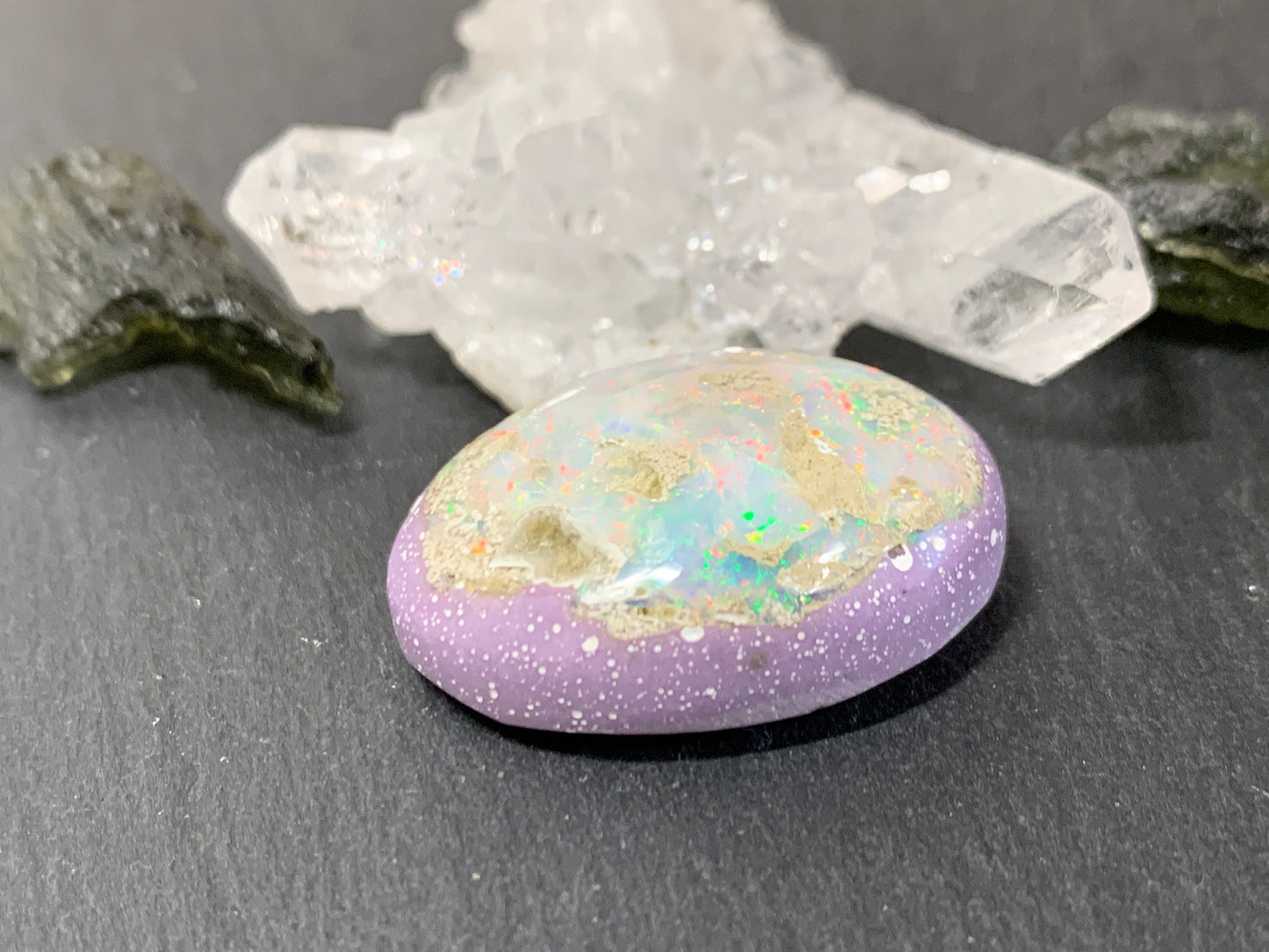 Ethiopian Opal Cabochon – Stabilized Welo Opal with Play of Color - 19x26x9mm