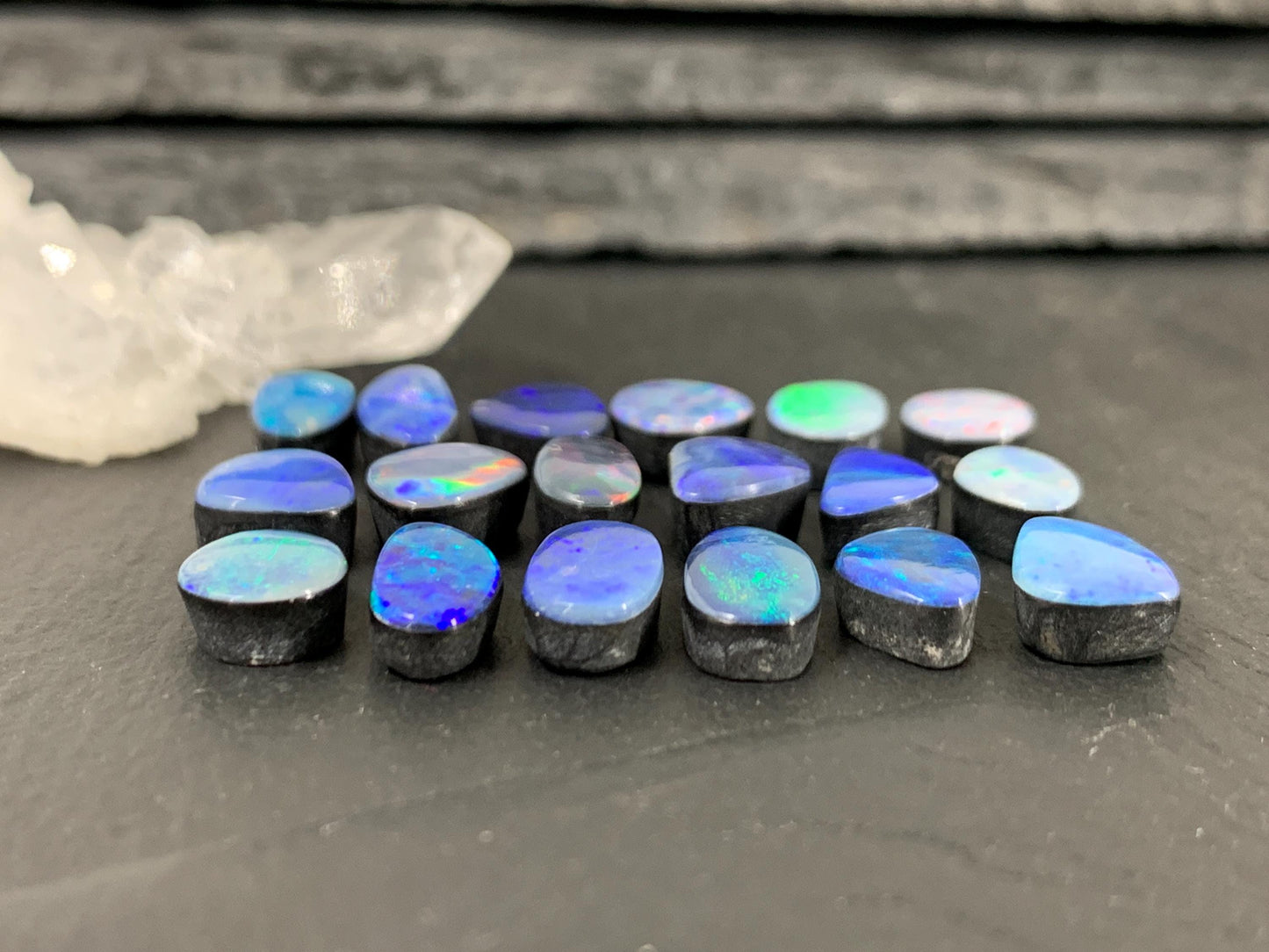 Australian Opal doublet 9-11mm long cabochon
